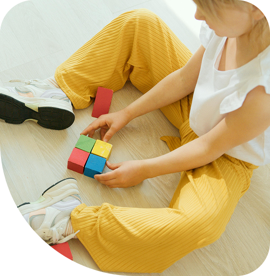 Child being assessed through play. Go inclusion provides functional assessments for learning and development, and functional vision assessments for children who are blind or have low vision.